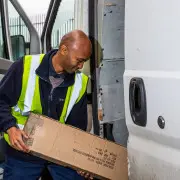 getting a parcel from the van